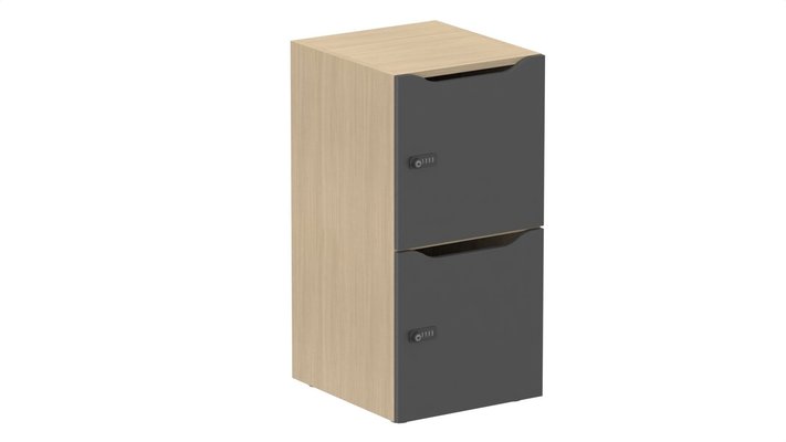 CASIERS - 2 cases - Meuble à cases H.92xL.45xP.50cm - 2 cases H43cm. portes avec découpe en partie haute. serrure à code