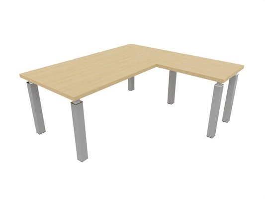 [Pas de famille] - [Pas de sous famille] - X4- Plan Manager 200x100cm + retour 100x60cm sur pieds (encombrement 200x200cm) Plateau : Chêne (CE) / Piètements : Aluminium