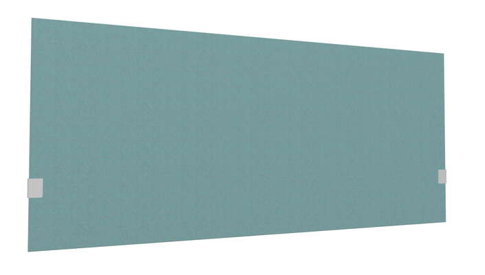 PANNEAUX ECRANS POUR BUREAU DROIT SOLO - Pour bureaux largeur 160 cm - SECRET Panneau-écran acoustique H74cm pour poste solo L.160cm. 2 faces tissu SYNERGY coloris menthe. pinces de fixation réglables en hauteur coloris aluminium