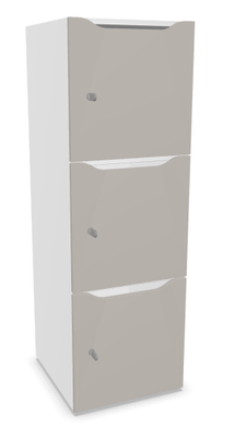 CASIERS - 3 cases - Meuble à cases H.137xL.45xP.50cm - 3 cases H43cm. portes avec découpe en partie haute. serrure à clé