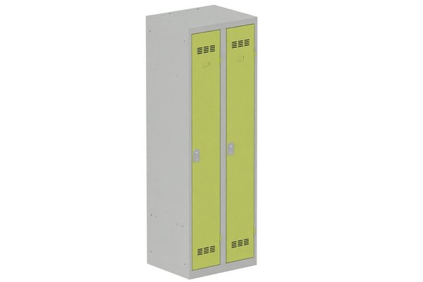 [Pas de famille] - [Pas de sous famille] - Vestiaire industrie propre 2 portes (serrure 2 clés) H180xL60xP50cm coffre gris clair/ porte(s) anis