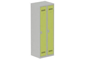 [Pas de famille] - [Pas de sous famille] - Vestiaire industrie propre 2 portes (serrure 2 clés) H180xL60xP50cm coffre gris clair/ porte(s) anis