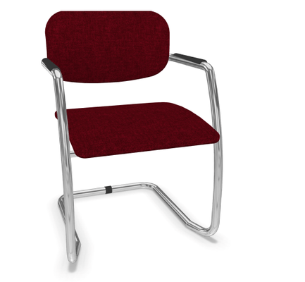 VISITEURS ET FONCTIONNELS - Luge - DIVA fauteuil dos tissu. piétement luge chromé. assise et dossier tissu STEP coloris rouge chiné