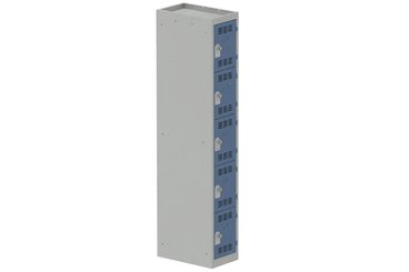 [Pas de famille] - [Pas de sous famille] - Vestiaire multicases 1 colonne L,30cm 5 cases (fermeture cadenas) H,180xL,30xP,50cm coffre gris clair/portes bleu