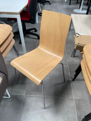 DESTOCKAGE - Chaise - Chaise de cafétariat structure chromée 4 pieds coque bois hêtre
