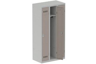 [Pas de famille] - [Pas de sous famille] - Vestiaire industrie propre 3 portes (fermeture cadenas) H180xL90xP50cm coffre gris clair/ porte(s) basalte
