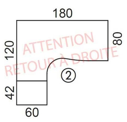 Gamme K1 - Plans compacts - Bureau retour à droite, caisson mélaminé, 180x162x80cm