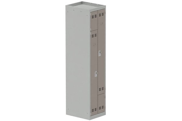 [Pas de famille] - [Pas de sous famille] - Vestiaire gain de place 1 colonne (fermeture cadenas) H,180xL,40xP,50cm coffre gris clair/portes basalte
