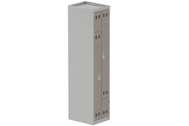 [Pas de famille] - [Pas de sous famille] - Vestiaire gain de place 1 colonne (fermeture cadenas) H,180xL,40xP,50cm coffre gris clair/portes basalte