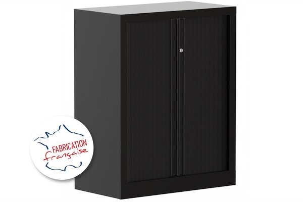 ARMOIRES A RIDEAUX - Largeur 80 cm - Armoire à rideaux H100xL80cm 2 tablettes coffre noir/rideaux noir - sur délai