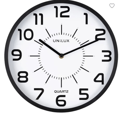 HORLOGES - Silencieuse - TICTAC Pendule diamètre 28cm, silencieuse, lisible à 30m, fond blanc, cadre noir