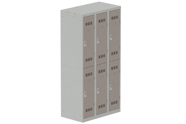 [Pas de famille] - [Pas de sous famille] - Vestiaire multicases 3 colonnes L,30cm 2 cases (fermeture cadenas) H,180xL,90xP,50cm coffre gris clair/portes basalte