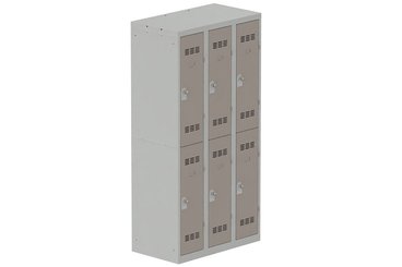 [Pas de famille] - [Pas de sous famille] - Vestiaire multicases 3 colonnes L,30cm 2 cases (fermeture cadenas) H,180xL,90xP,50cm coffre gris clair/portes basalte