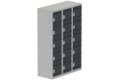 Vestiaire multicases, 3 colonnes L.120cm/15 cases, coffre gris clair/portes anthracite