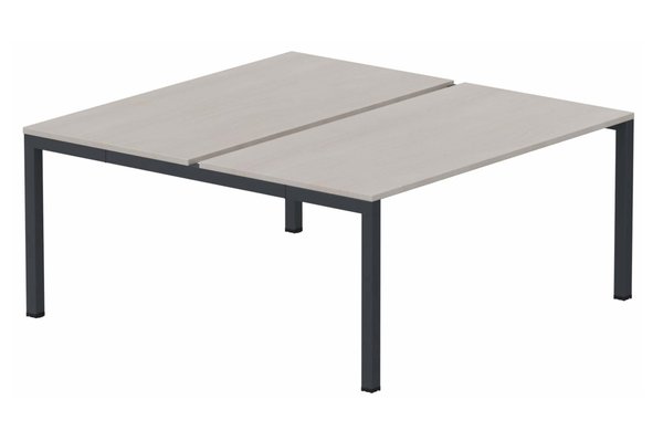 Postes Bench (poste doubles) - SERIE K3 - K3 Bench départ 2 plateaux fixes 160x80cm encombrement 160x165cm, plateau acacia, structure anthracite