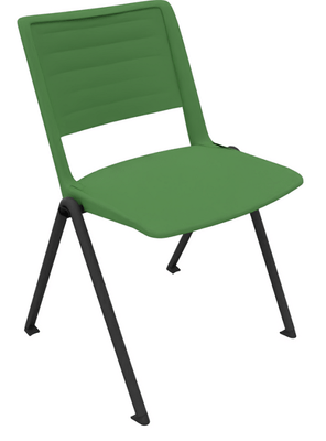 FAUTEUILS/POUFS - 4 pieds - LEO Chaise 4 pieds. assise et dossier en polypropylène coloris vert. piétement époxy coloris aluminium