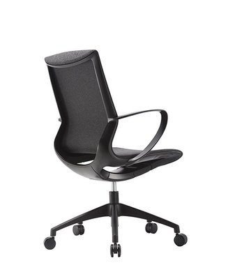 OPERATIVE - Dossier résille - Fauteuil BILLY. mécanisme autorégulé. cadre noir. résille noire. piétement nylon noir