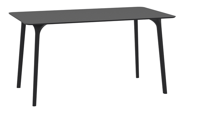 POLYPROPYLENE - TABLES  - OSLO-Table plateau stratifié compact ép.12mm, piètement entièrement moulé thermoplastique.140x80 cm-Finition: plateau noir/piètement noir