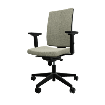OPERATIVE - Dossier tissu - HUGO TISSU - Siège opérative synchrone réglable en profondeur . Assise et dossier tissu Step Gris (SMI) + accotoirs