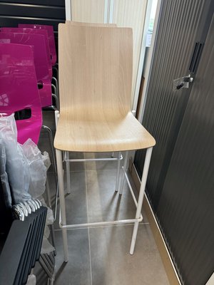 DESTOCKAGE - Chaise - Chaise haute 80 cm structure 4 pieds blanche coque en hêtre