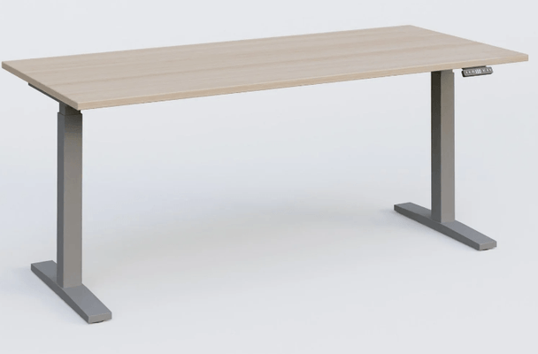 [Pas de famille] - [Pas de sous famille] - K_PRO2 Poste solo RH 70-120 cm . Plateau 200*80 épaisseur 25mm. coloris acacia, pieds aluminium