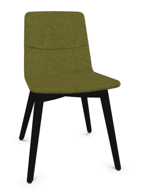 VISITEURS ET FONCTIONNELS - 4 Pieds - MELODY chaise 4 pieds bois. face intérieure tissu STEP mélange vert chiné face extérieure tissu step mélange coloris vert chiné piétement noir