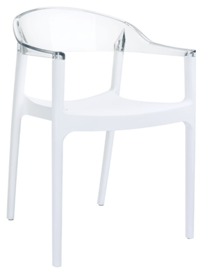 POLYPROPYLENE - FAUTEUILS  - WALLIS-Fauteuil design bicolore en polycarbonate transparent -jeu de couleur et de transparence -Finition blanc et transparent 