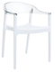 WALLIS-Fauteuil design bicolore en polycarbonate transparent -jeu de couleur et de transparence -Finition blanc et transparent 