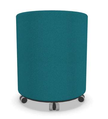 FAUTEUILS/POUFS - Poufs - Tam-Tam Pouf rond diamètre 40 cm avec base en mélaminé noire avec roulettes finition Turquoise