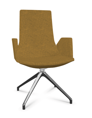DIRECTION - Visiteurs - KI fauteuil de conférence haut dossier. piétement 4 branches en aluminium poli
