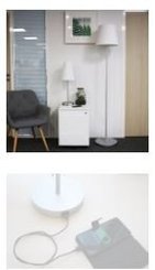 LUMINAIRES - Lampes - CUP MINI Lampe abat jour forme conique tissu BLANC pietement fin - dotèe d'une prise USB