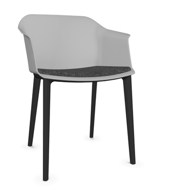 VISITEURS ET FONCTIONNELS - 4 Pieds - POLYTONE chaise 4 pieds polypropylène. assise H45.5cm. Avec placet d'assise tissus Berta AD1 / Coque grise PC2 et piètement noir
