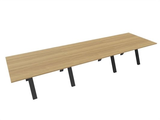 [Pas de famille] - [Pas de sous famille] - TABLE RECTANGULAIRE 3 PLATEAUX 420X120CM SUR STRUCTURE X3 MEETING. Plateau Noyer et pietement Noir.