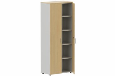ARMOIRES PORTES BATTANTES - Mélaminés - Armoire mélamine H196xL100cm portes bois -Finitions= Top de finition : Chêne (CE) / Corps d'armoire et tablettes : Alu (AL)/ Façade : Chêne (CE), poignées Alu (L)