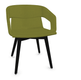 MELODY fauteuil 4 pieds bois. face intérieure tissu STEP coloris vert face extérieure tissu STEP coloris vert piétement noir