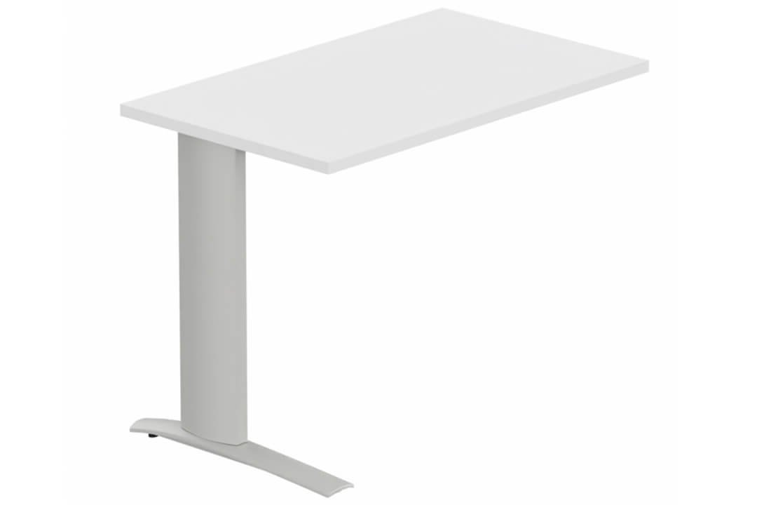 Retour sur pied, 120x60cm, Blanc/Aluminium