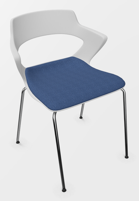 VISITEURS ET FONCTIONNELS - 4 Pieds - SWEETY Chaise 4 pieds tube, piétement chrome, coque polypropylène coloris blanc, placet assise tissu BONDAI coloris bleu BNP