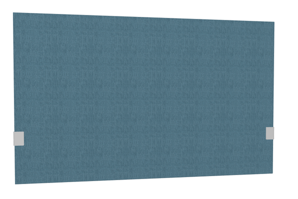 PANNEAUX ECRANS POUR BUREAU DROIT SOLO - Pour bureaux largeur 120 cm - SECRET Panneau-écran acoustique H74cm pour poste solo L.120cm. 2 faces tissu BERTA coloris bleu clair. pinces de fixation réglables en hauteur coloris aluminium