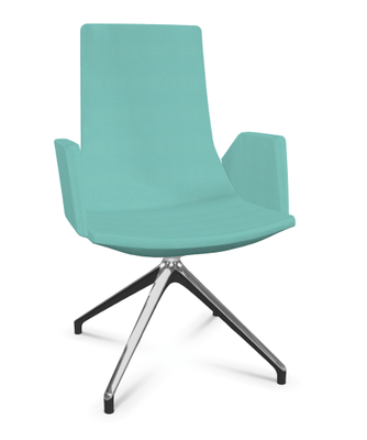 DIRECTION - Visiteurs - KI fauteuil de conférence haut dossier. piétement 4 branches en aluminium poli