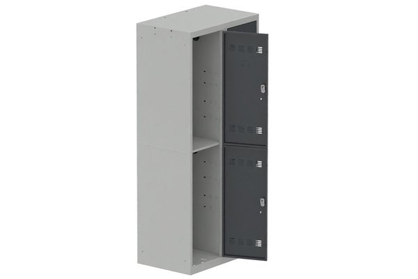 VESTIAIRES MULTICASES - 2 Colonnes - Vestiaire multicases, 2 colonnes L.80cm/4 cases, coffre gris clair/portes anthracite