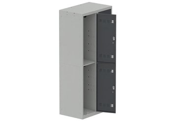 VESTIAIRES MULTICASES - 2 Colonnes - Vestiaire multicases, 2 colonnes L.80cm/4 cases, coffre gris clair/portes anthracite