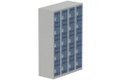 Vestiaire multicases 4 colonnes L,30cm 5 cases (fermeture cadenas) H,180xL,120xP,50cm coffre gris clair/portes bleu