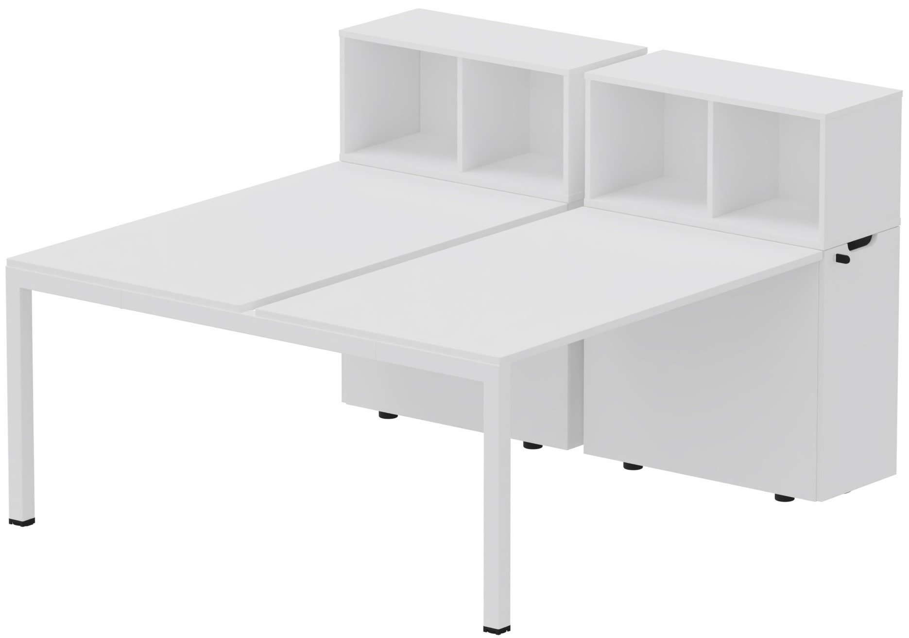 K3 Bench départ avec niche sur rangement personnel 156x80cm encombrement 156x165cm, plateau blanc, structure blanc