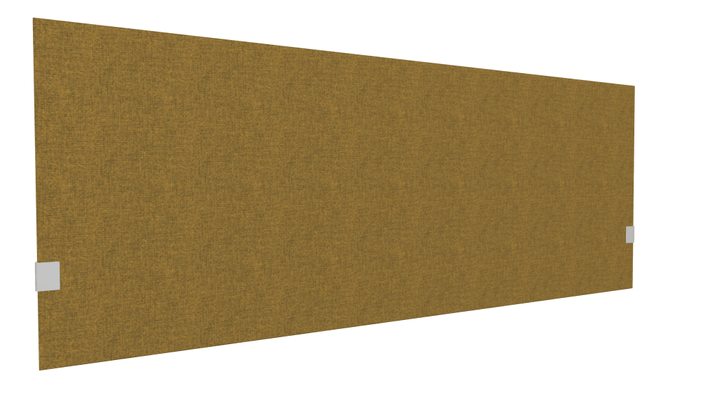 PANNEAUX ECRANS POUR BUREAU DROIT SOLO - Pour bureaux largeur 180 cm - SECRET Panneau-écran acoustique H74cm pour poste solo L.180cm. 2 faces tissu STEP coloris jaune chiné. pinces de fixation réglables en hauteur coloris aluminium