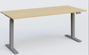 K_PRO2 Poste solo RH 70-120 cm . Plateau 200*80 épaisseur 25mm. coloris chêne, pieds alu