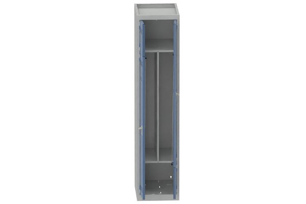 [Pas de famille] - [Pas de sous famille] - Vestiaire gain de place 1 colonne (fermeture cadenas) H,180xL,40xP,50cm coffre gris clair/portes bleu