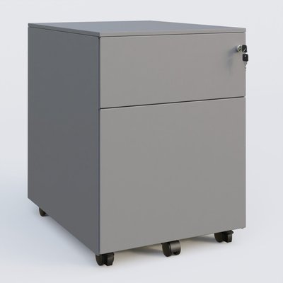 [Pas de famille] - [Pas de sous famille] - Caisson métal sur roulettes 2 tiroirs H57xL42xP54cm/ aluminium