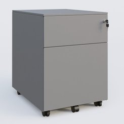[Pas de famille] - [Pas de sous famille] - Caisson métal sur roulettes 2 tiroirs H57xL42xP54cm/ aluminium