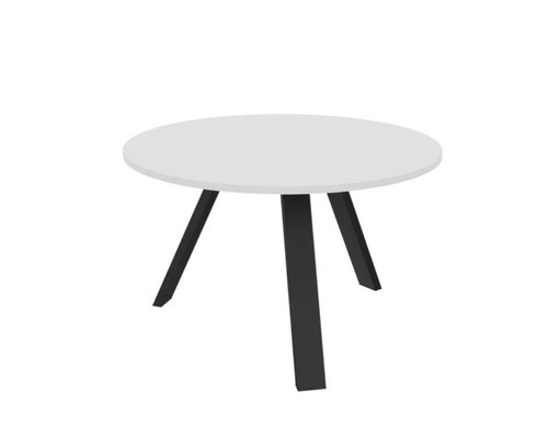 [Pas de famille] - [Pas de sous famille] - X3 Table de réunion diam 120cm. Plateau Blanc et piètement Noir.