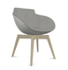 Coco - Fauteuil 4 pieds bois naturel (W1). Tissu Int Synergy Gris SY16 (S16) - Tissu Ext Synergy Gris Clair SY08 (S08)